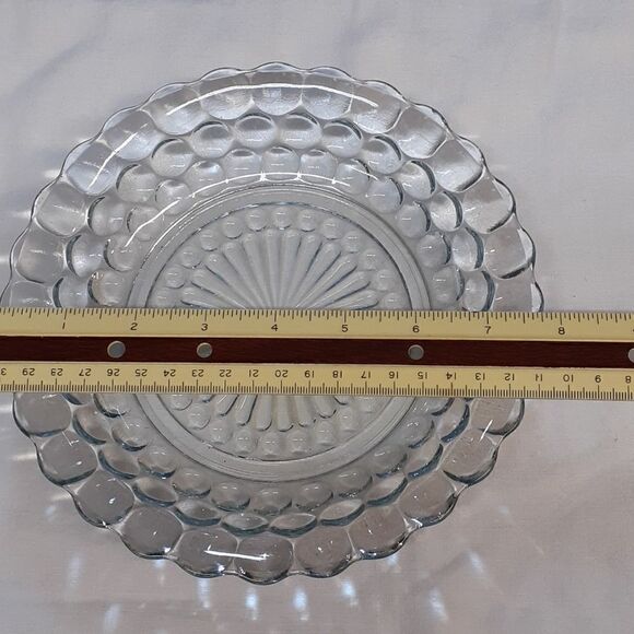 ANCHOR HOCKING BUBBLE SAPPHIRE BLUE - 6 pc set plates, saucer, bowls - Picture 10 of 11